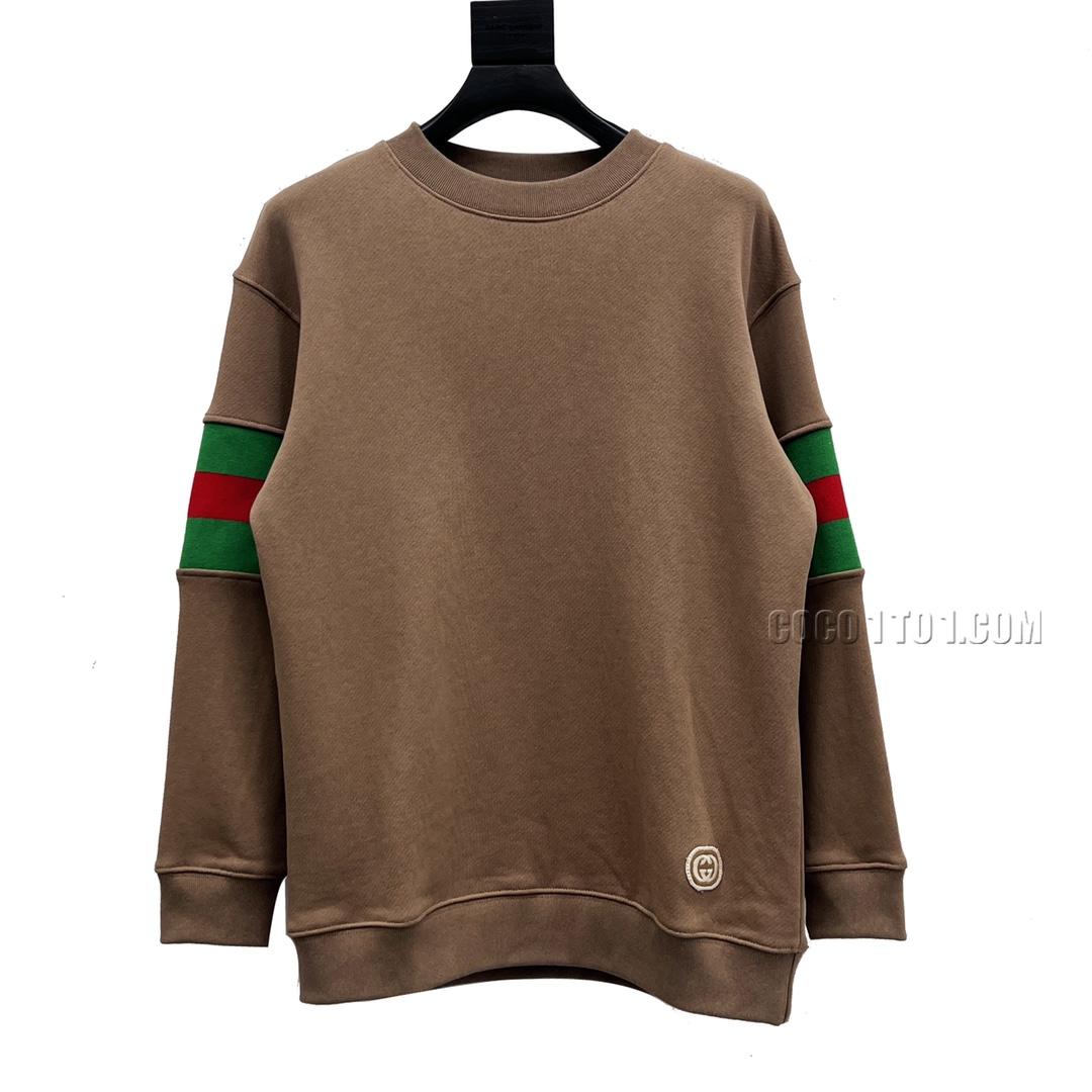 Gucci Red Green Striped Tape Color Block Crewneck Sweatshirt N42901