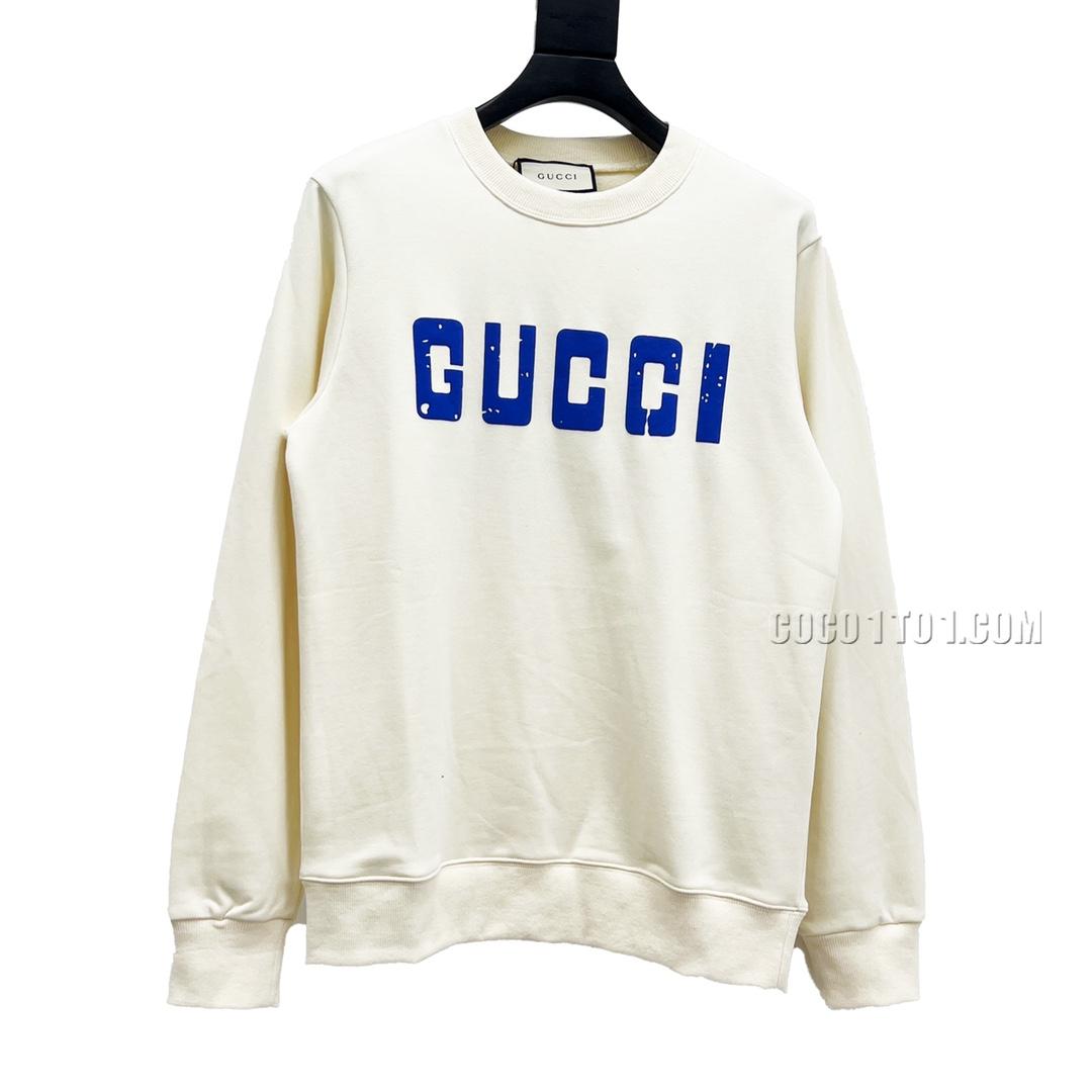 Gucci Foaming GU Logo Embossed Foam Print Crewneck Sweatshirt N42901