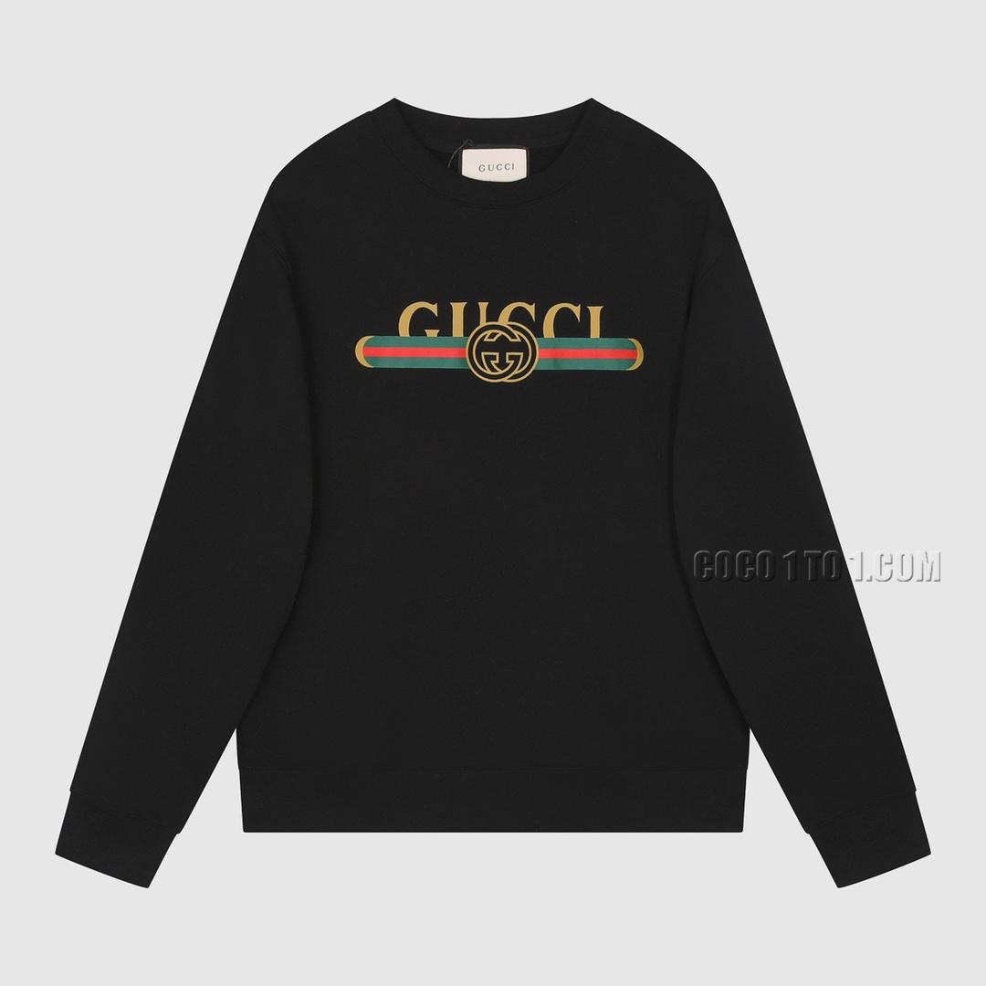 Gucci New Classic Interlocking Double G Belt Printed Logo Round Neck Sweatshirt N42901