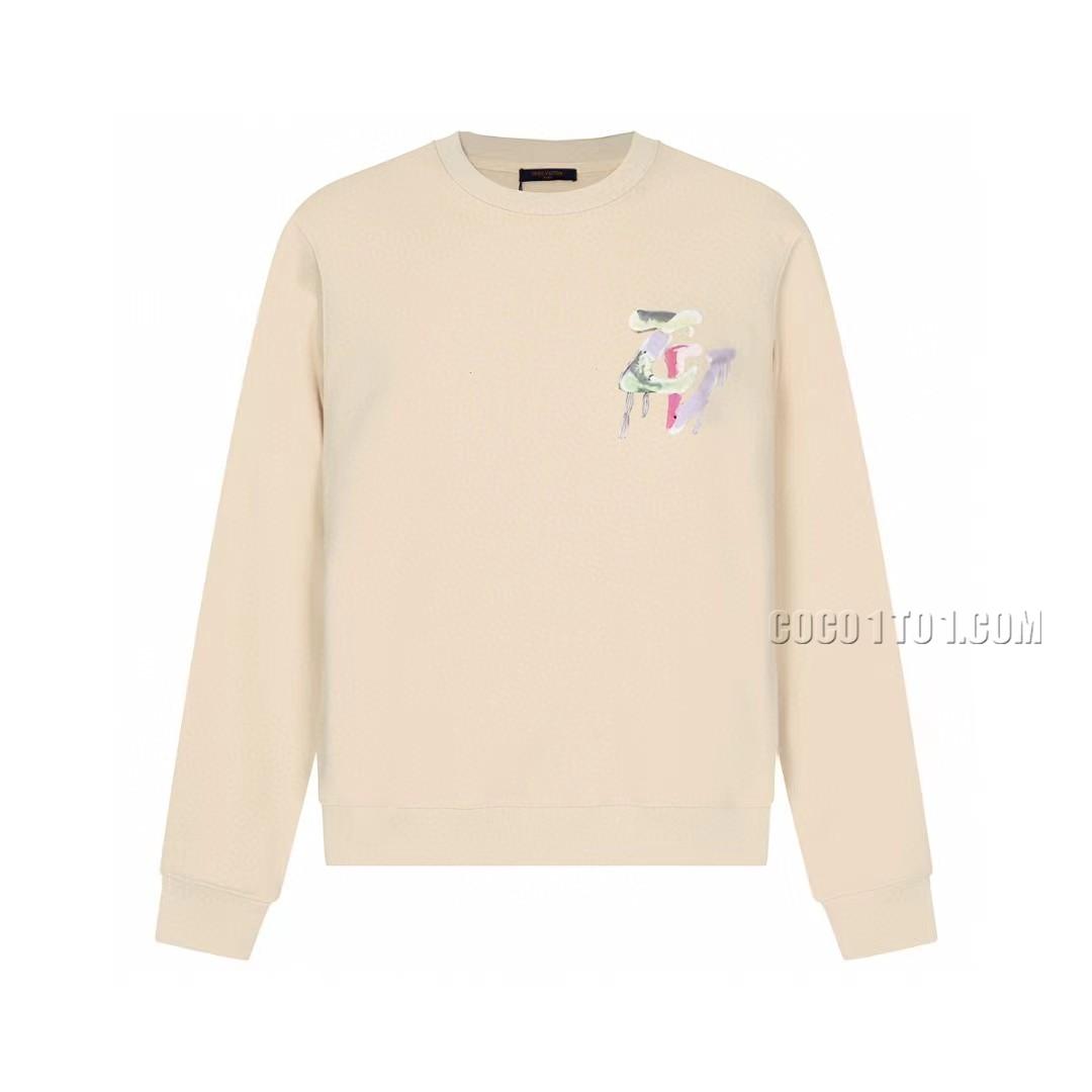 Louis Vuitton Brand New Graffiti Front and Back White Ink Embossed Sweatshirt N42901