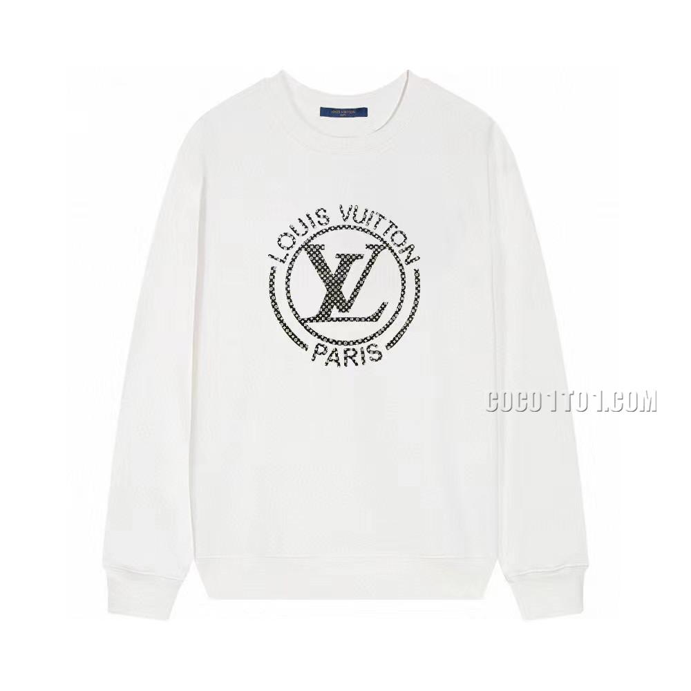 Louis Vuitton Autumn/Winter New White Ink Embossed Craft Round Neck Sweatshirt N42901