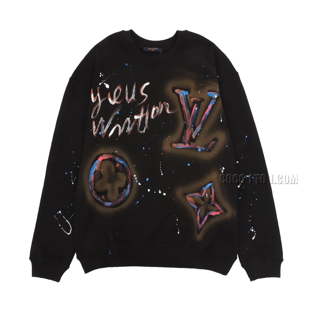 Louis Vuitton Washed Destroy Hand Painted Round Neck Sweatshirt N42901