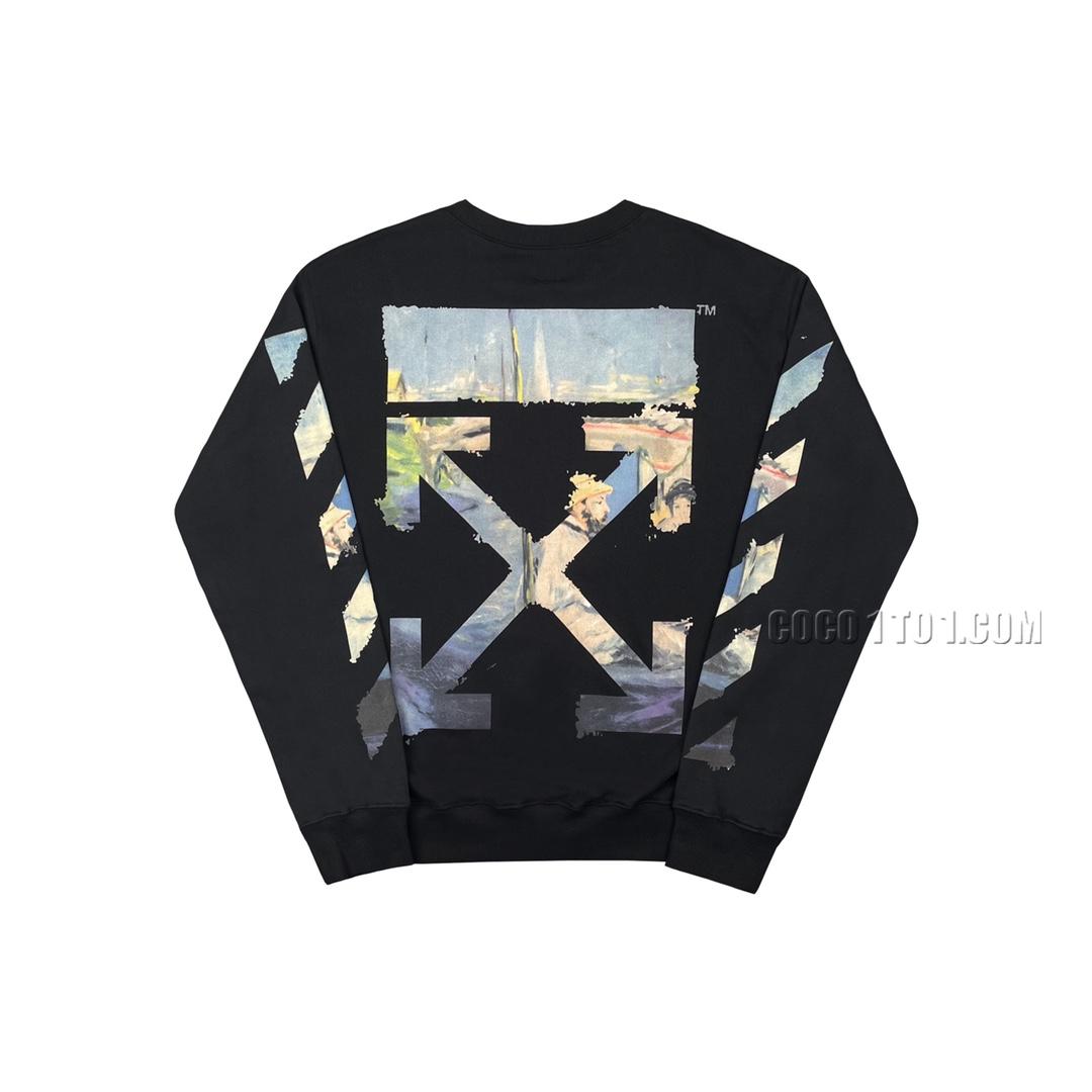 Off-White Eternal Classic Monet Oil Painting Watercolor Graffiti Hooded Zipper Loose Cotton Unisex Couple Same Style Round Neck Sweatshirt N42901
