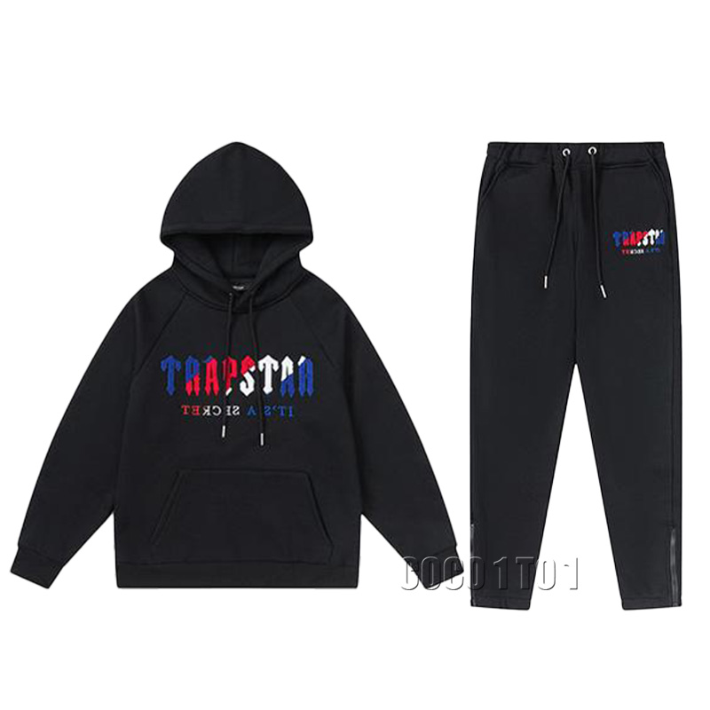 Trapstar Blue and Red Towel Embroidered Fleece-lined Sweatshirt N42901
