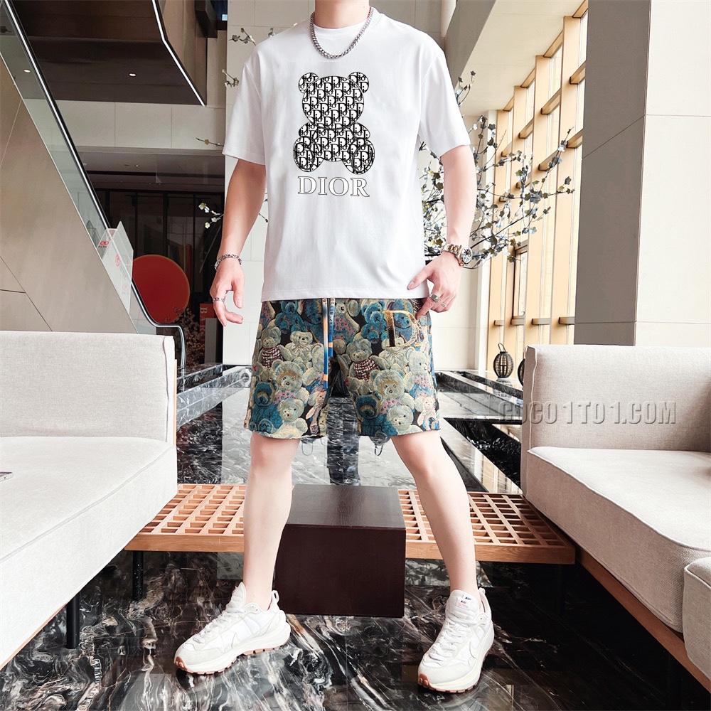 Dior 24 Official Website Same Style World-Renowned Luxury Brand Summer Men's Short Sleeve Shorts Suit N42503