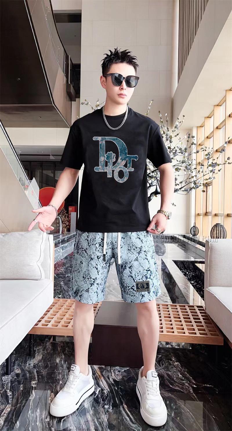 Dior 24 Official Website Same Style World-Renowned Luxury Brand Summer Men's Short Sleeve Shorts Suit N42503