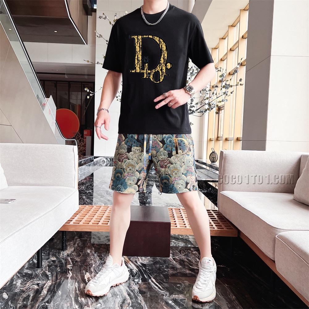 Dior 24 Official Website Same Style World-Renowned Luxury Brand Summer Men's Short Sleeve Shorts Suit N42503