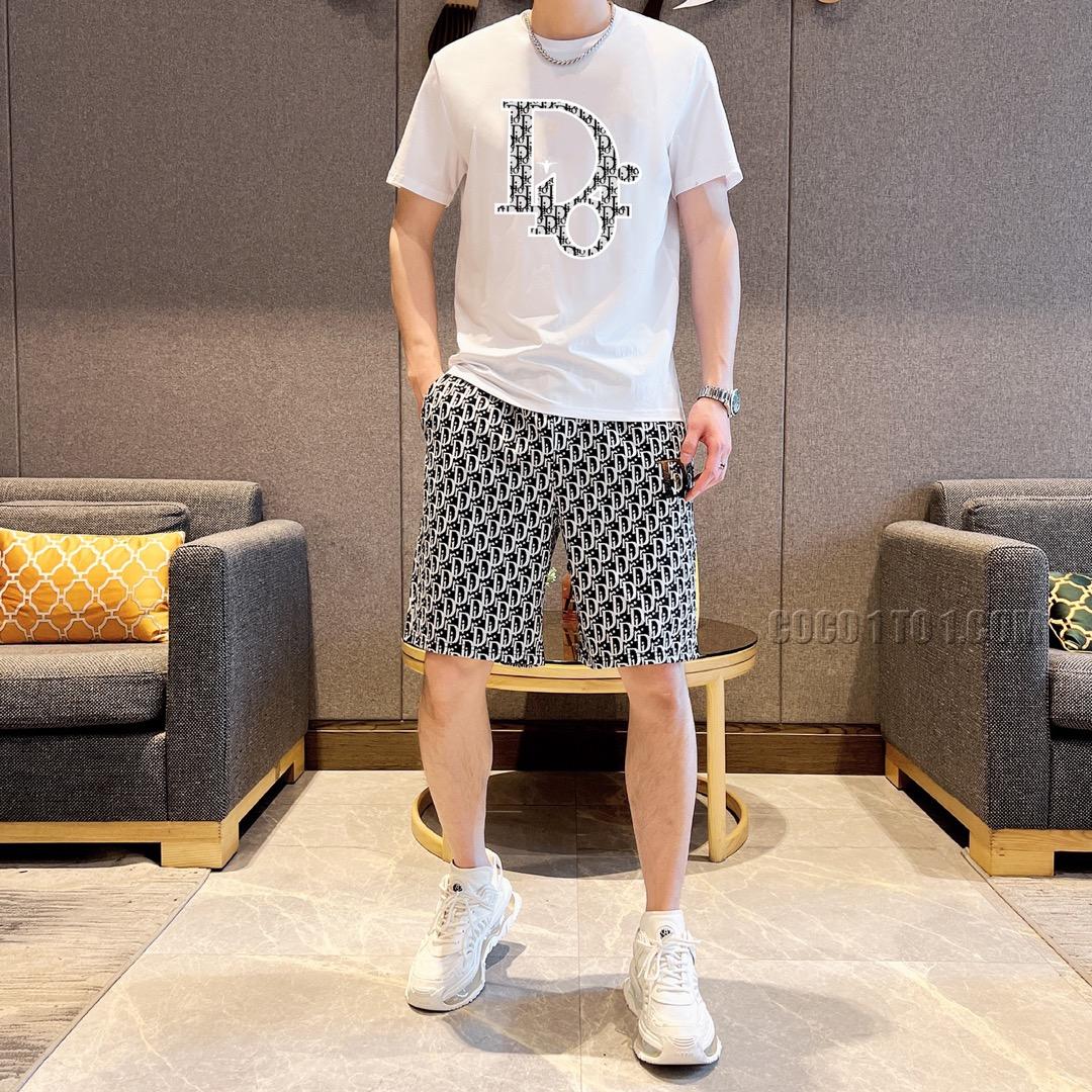 Dior 24 Official Website Same Style World-Renowned Luxury Brand Summer Men's Short Sleeve Shorts Suit N42503