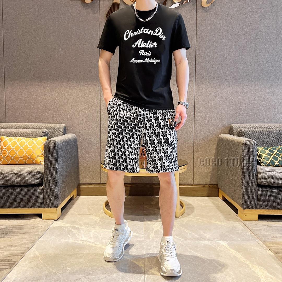 Dior 24 Official Website Same Style World-Renowned Luxury Brand Summer Men's Short Sleeve Shorts Suit N42503