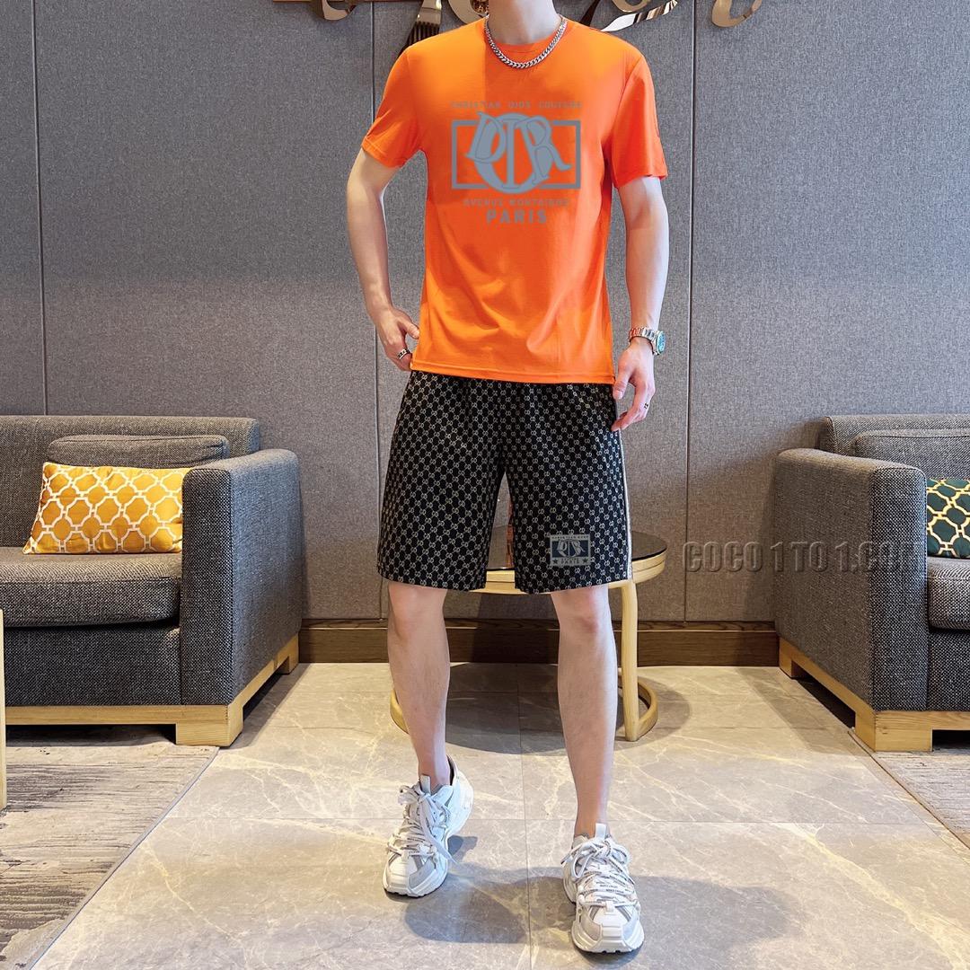 Dior 24 Official Website Same Style World-Renowned Luxury Brand Summer Men's Short Sleeve Shorts Suit N42503