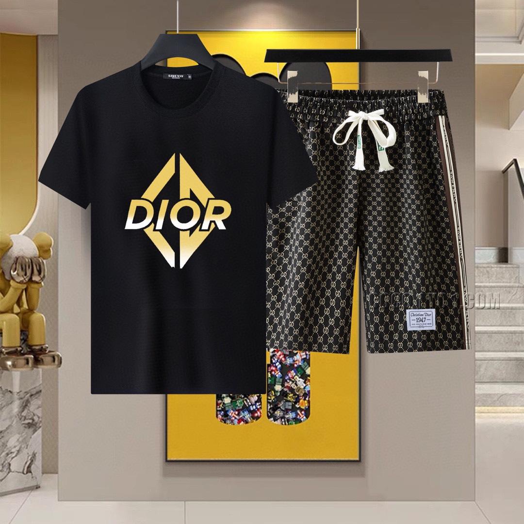 Dior 24 Official Website Same Style World-Renowned Luxury Brand Summer Men's Short Sleeve Shorts Suit N42503