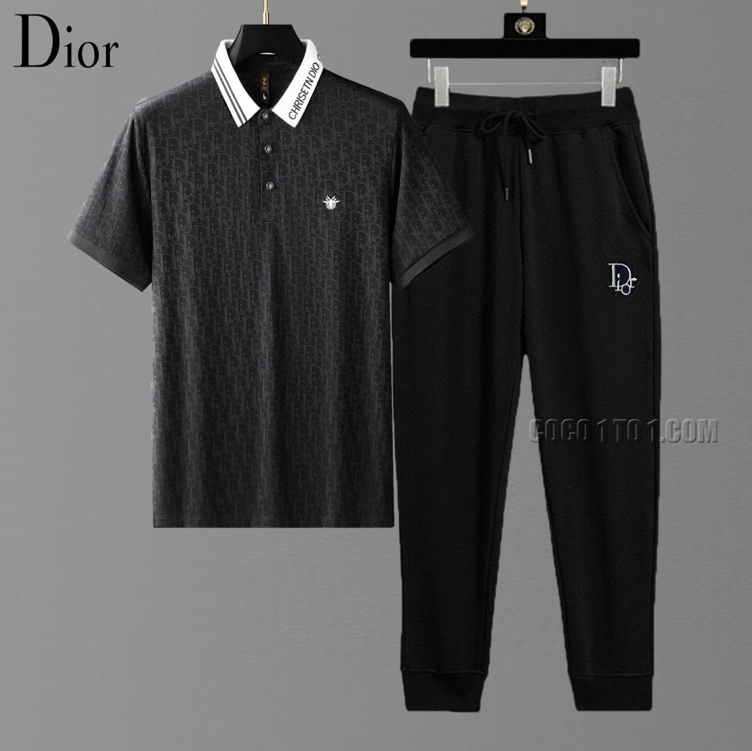 Dior 24 Official Website Same Style World-Renowned Luxury Brand Summer Men's High-Quality Silk Gloss Turn-Down Collar Suit N42503