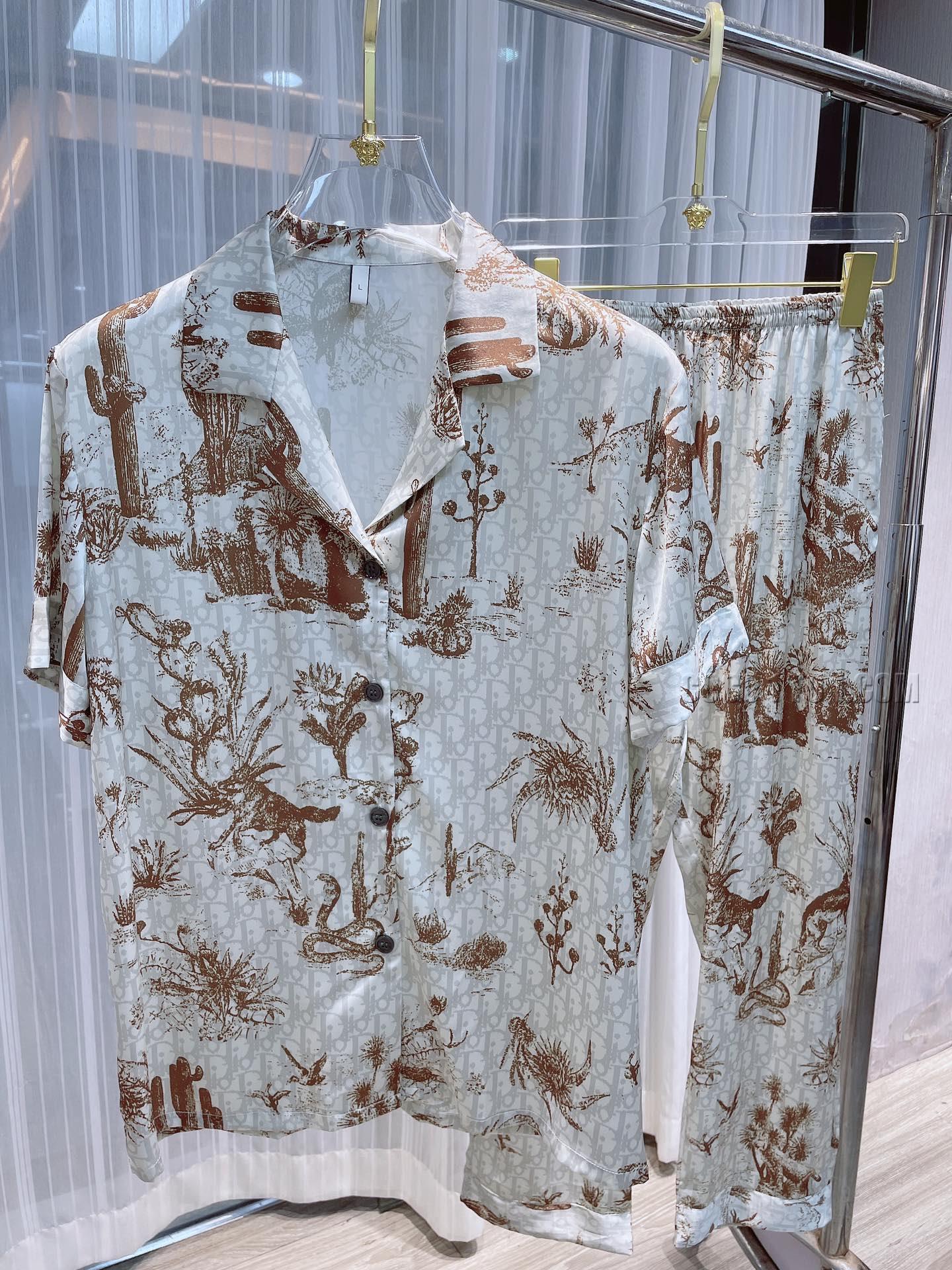 Dior Loungewear New Arrival Short Sleeve Long Pants Couple Suit N42503