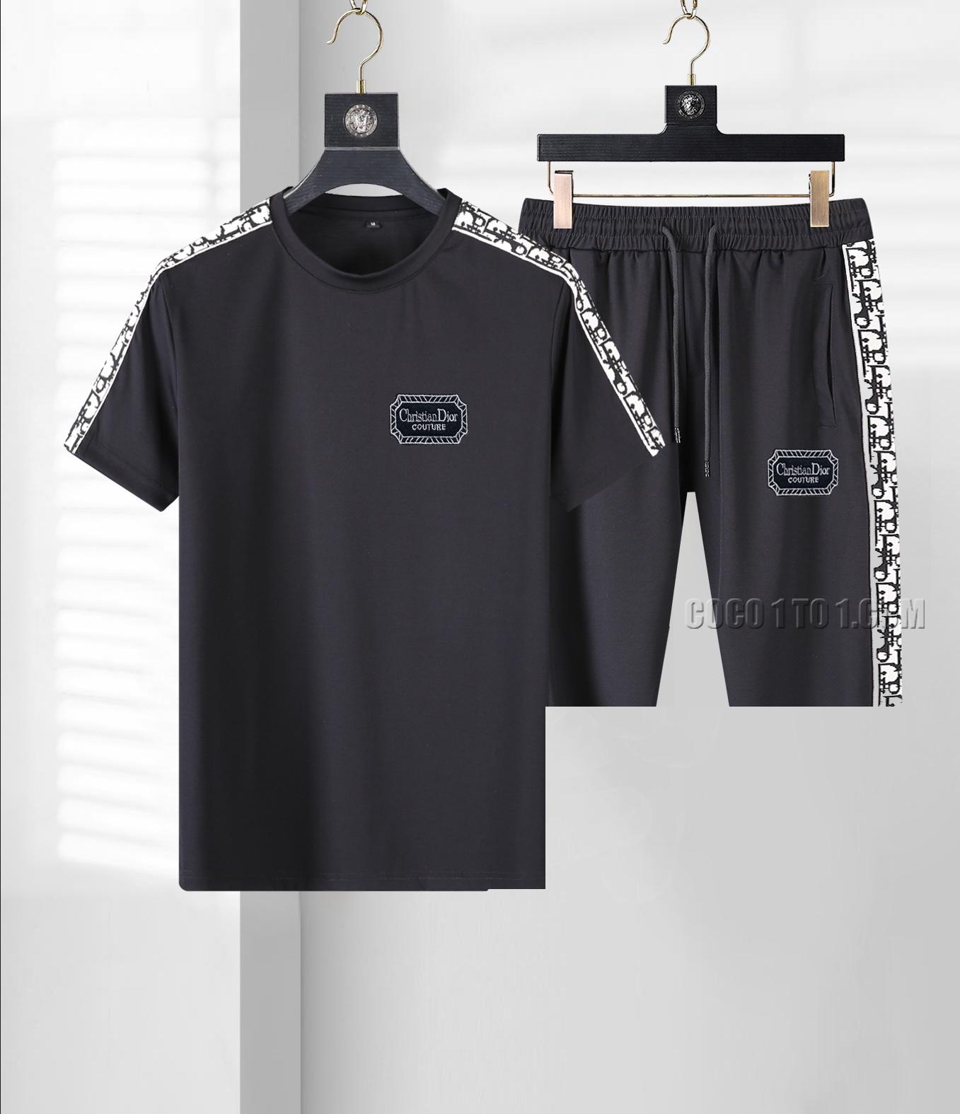 Dior official website same style world-famous luxury brand summer Men's short-sleeved shorts Suit N42503
