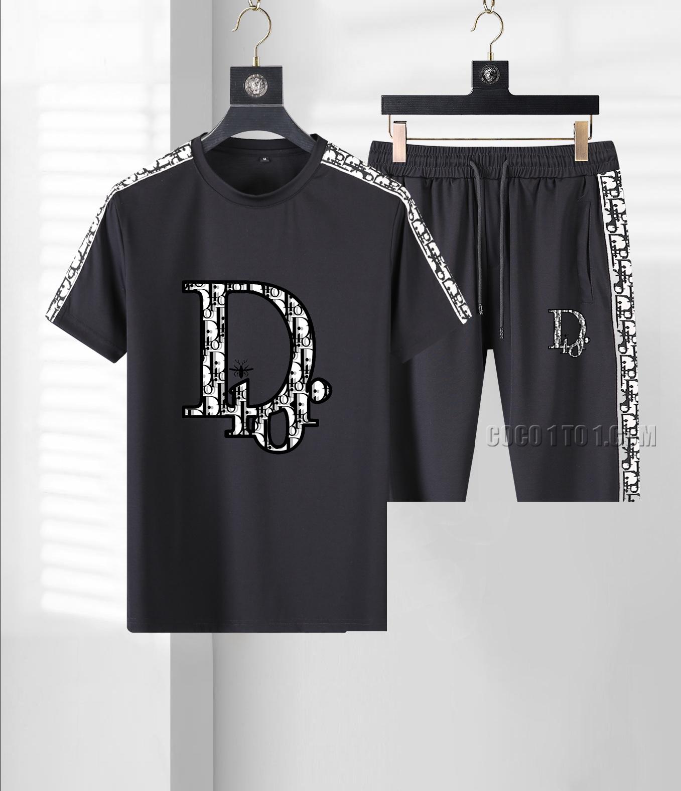 Dior official website same style world-famous luxury brand summer Men's short-sleeved shorts Suit N42503