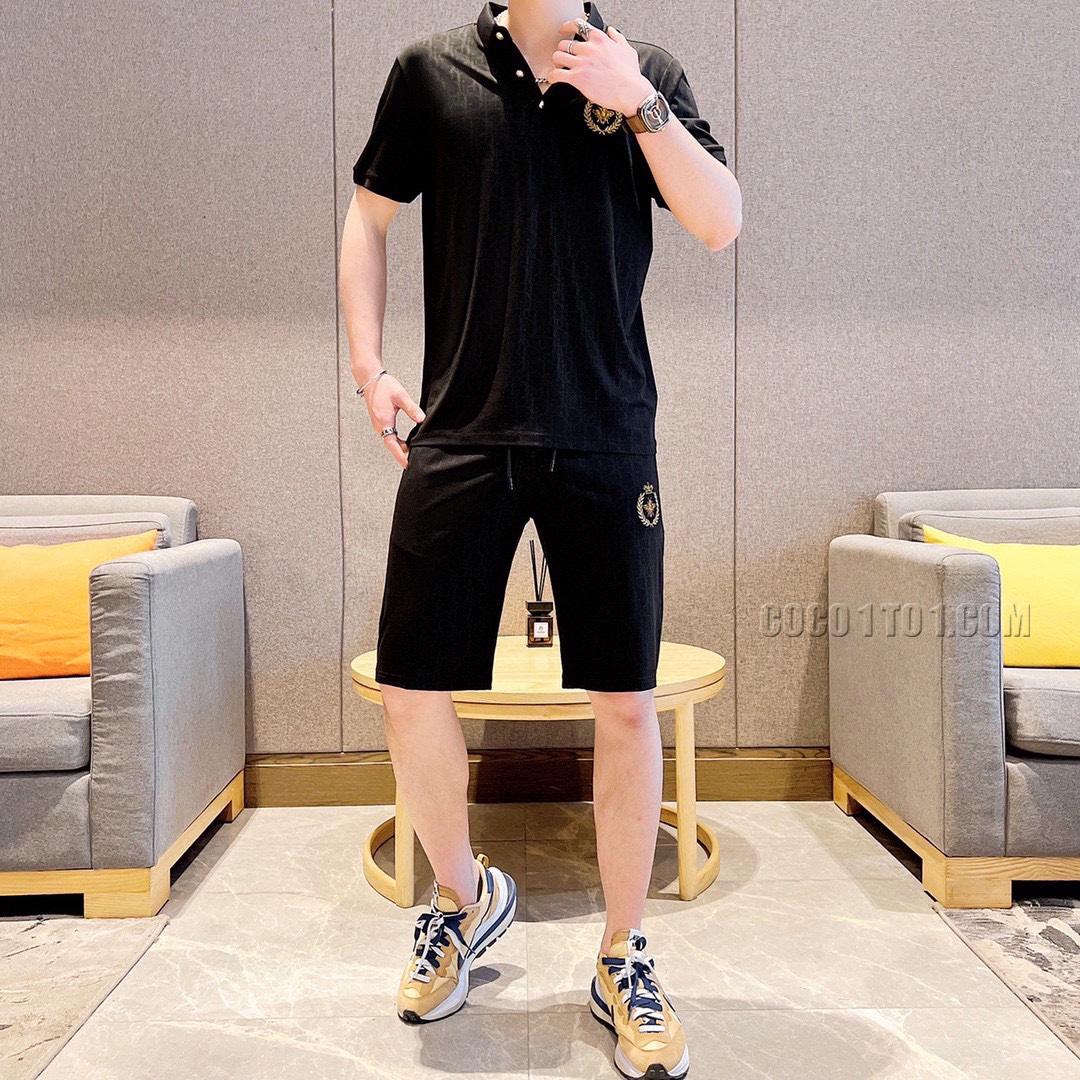 Dior (Fat Gospel) official website same style world-famous luxury brand summer Men's double satin high-quality collar Suit N42503