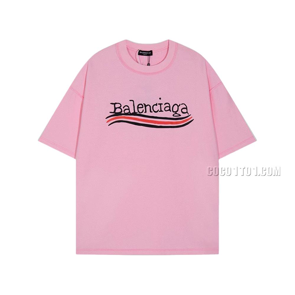 BALENCIAGA Parisian House Cola Wave Letter Print Reverse Stitch Short Sleeve T-ShirtL