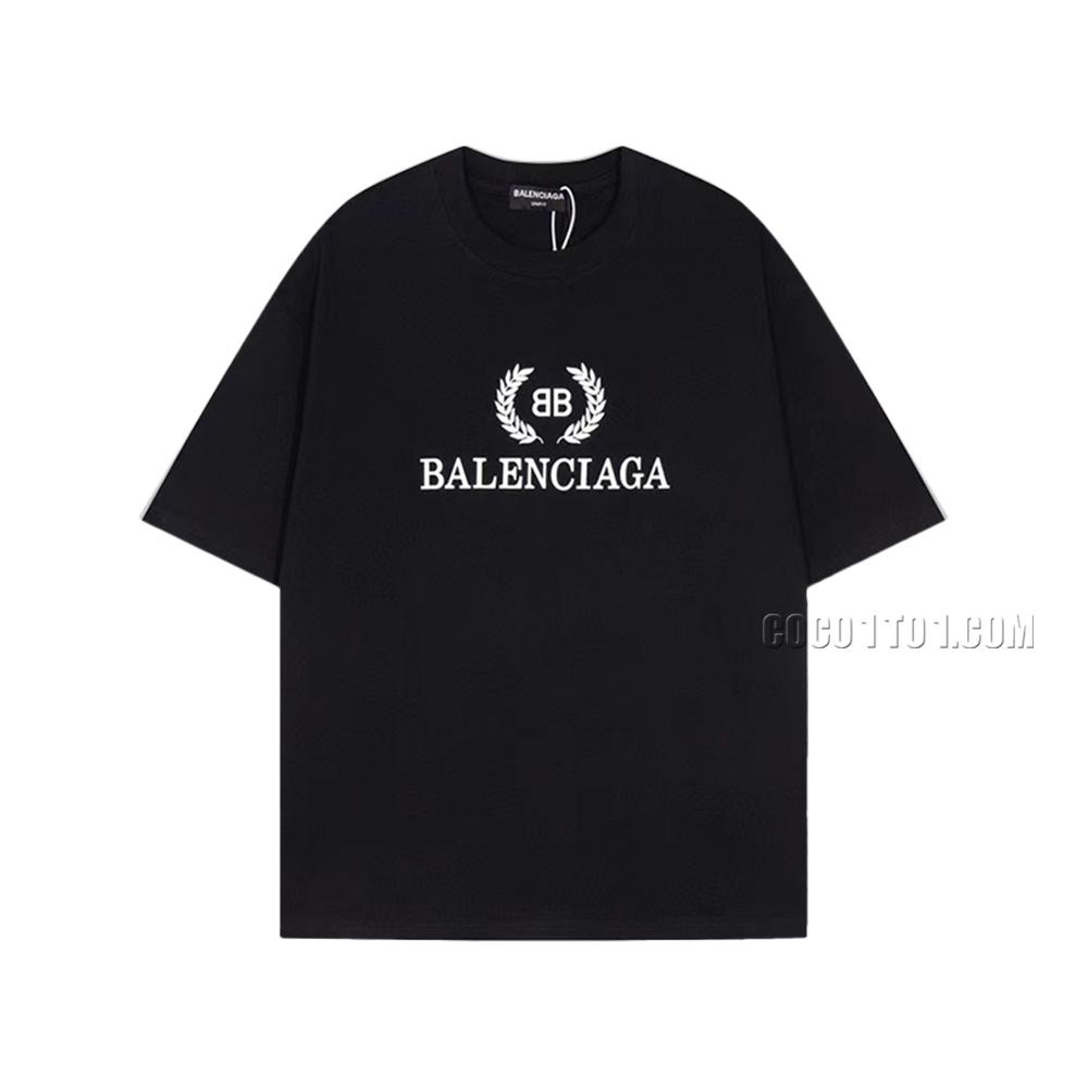 BALENCIAGA Parisian House  Wheat Theme Letter Print Short Sleeve T-ShirtL