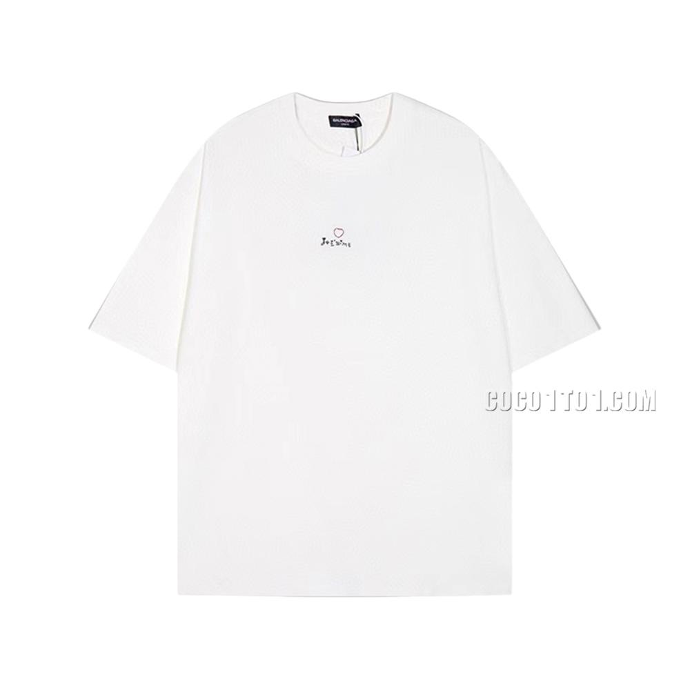 BALENCIAGA Parisian House  Qixi Limited Edition Heart Embroidered Short Sleeve T-ShirtL