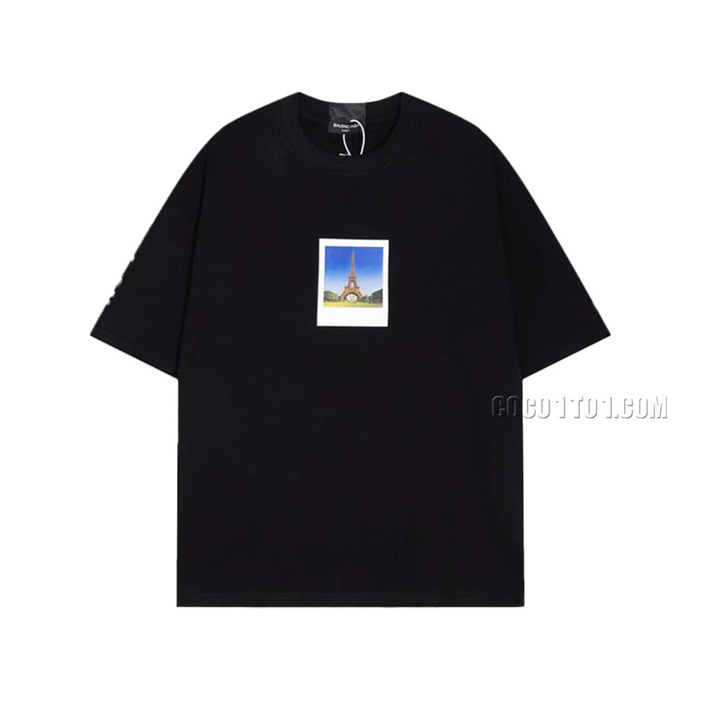 BALENCIAGA Parisian House  Classic Heritage Logo Print Short Sleeve T-ShirtL