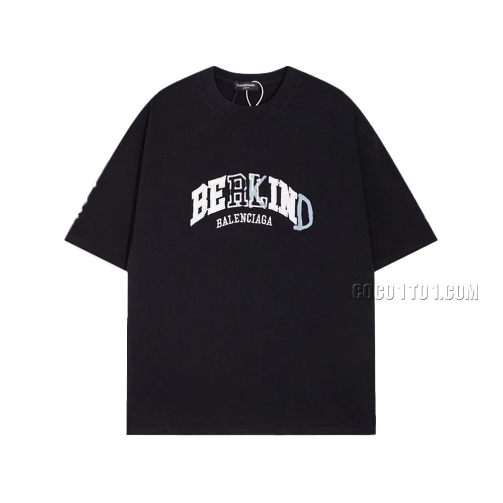 BALENCIAGA Parisian House  Graffiti Painted Letter BE KIND Embroidered Hand-Drawn Short Sleeve T-ShirtL