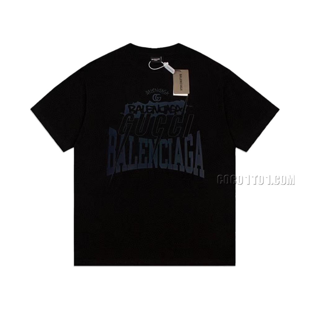 BALENCIAGA x GUCCI Limited Edition Collaborative Casual Short Sleeve T-ShirtL