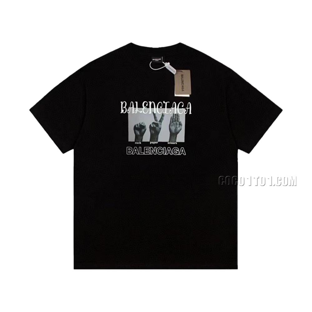 Balenciaga Limited Edition Rock Paper Scissors Casual Short Sleeve T-Shirt