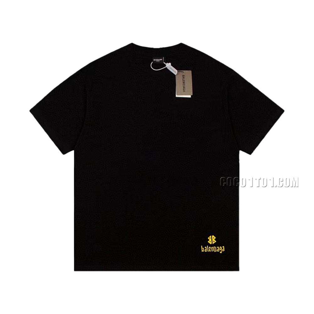 Balenciaga Limited Edition Velvet Double B 3D Silicone Logo Casual Short-Sleeve T-Shirt