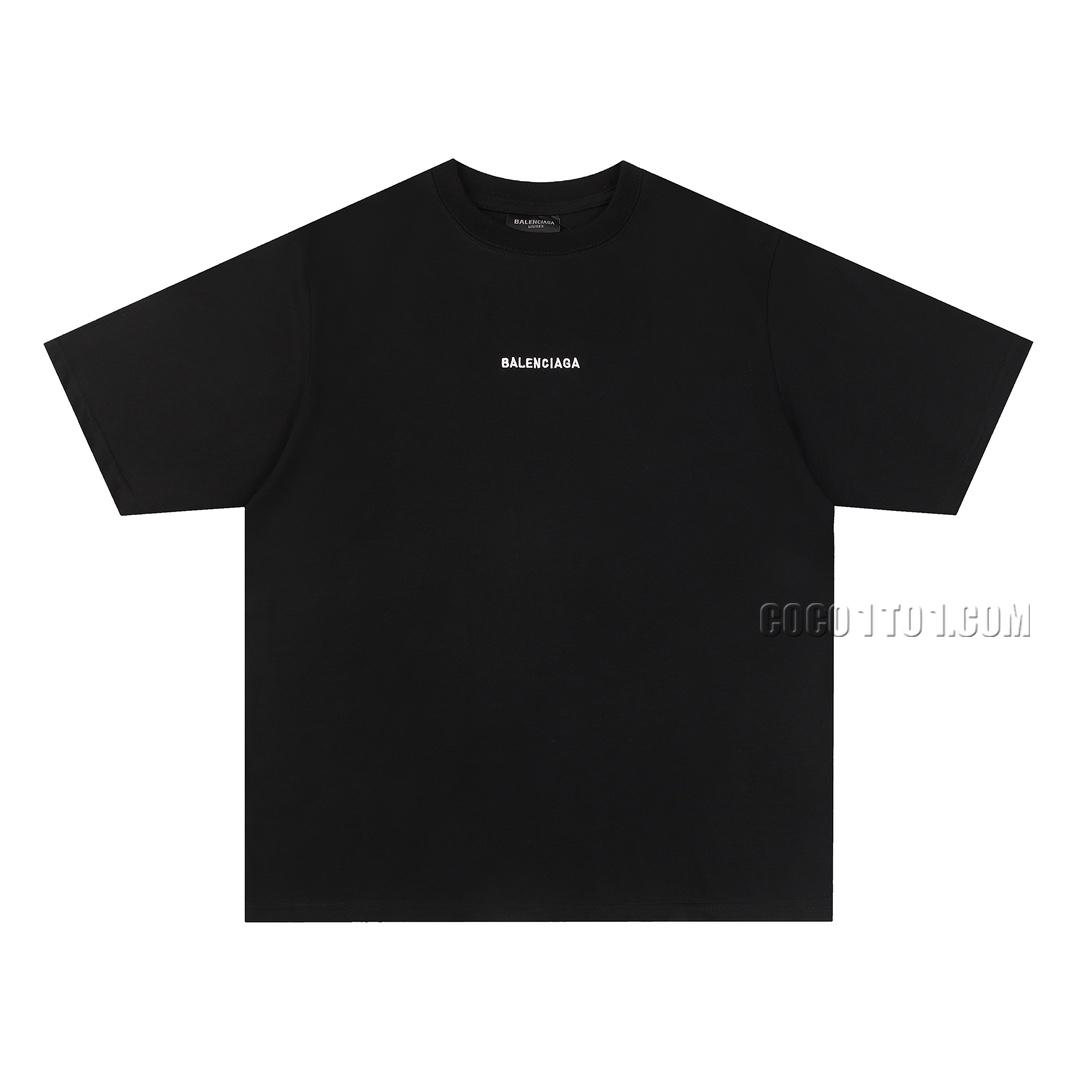 Balenciaga 24SS Front and Back Letter Small Label Embroidered Short Sleeve T-shirt