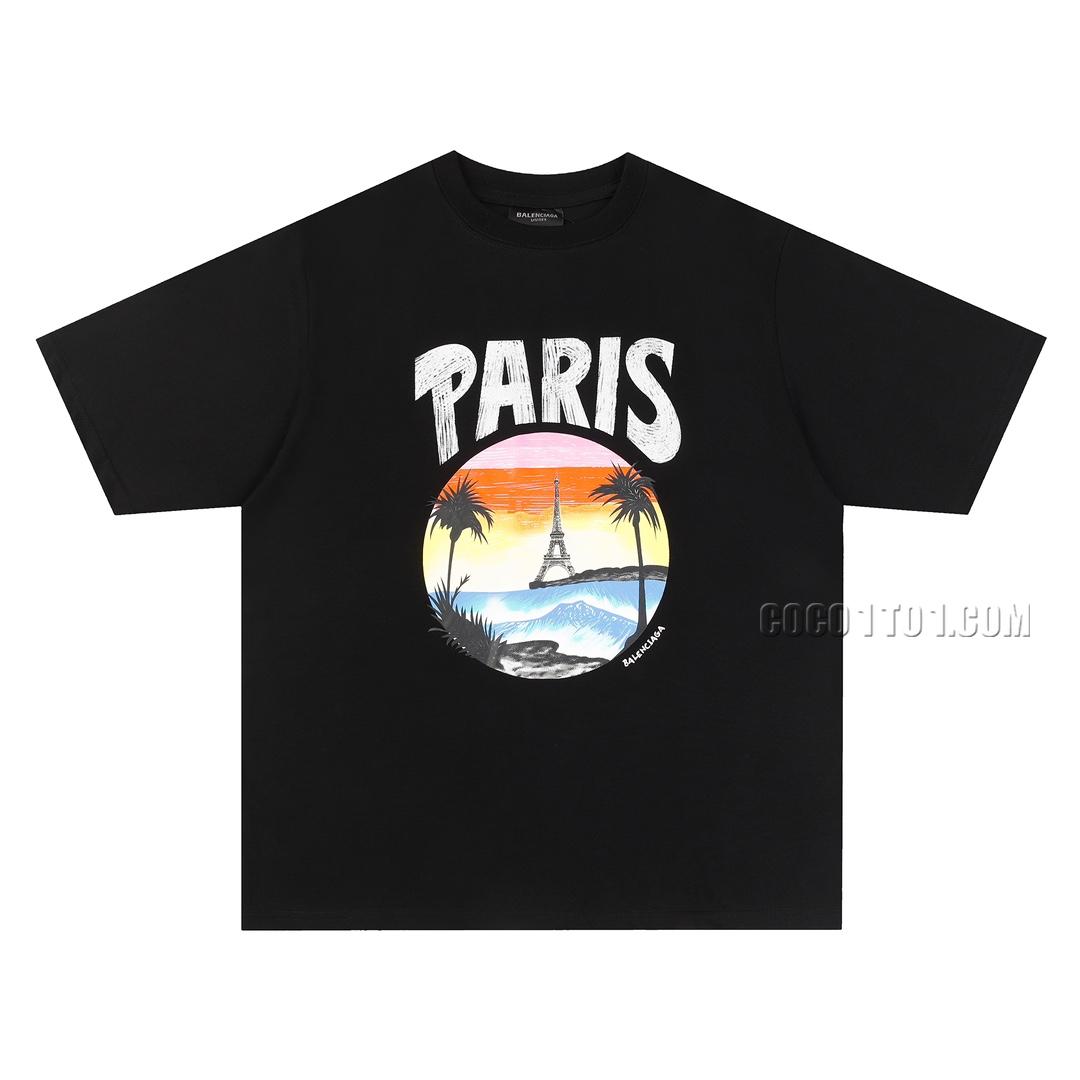 Balenciaga 24SS Paris Tropical Front and Back Printed Short Sleeve T-shirt