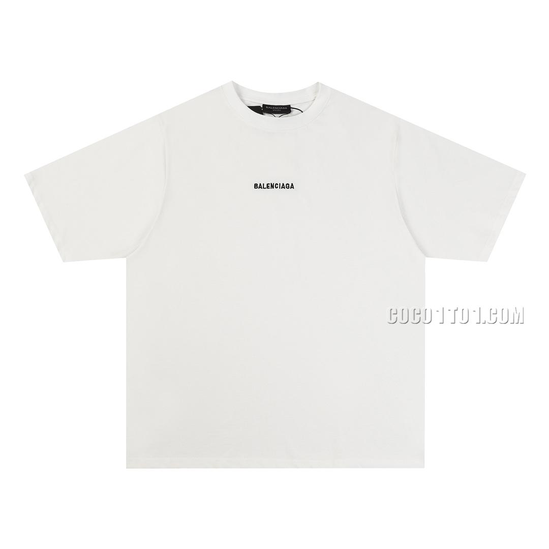 Balenciaga 24SS Front and Back Letter Small Label Embroidered Short Sleeve T-shirt