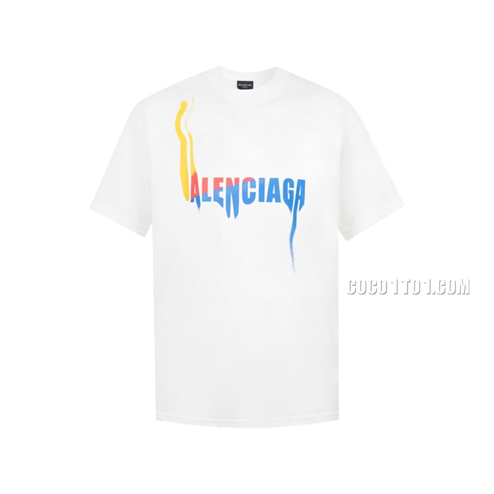 Balenciaga Flame Gradient Letter Printed Short Sleeve T-shirt