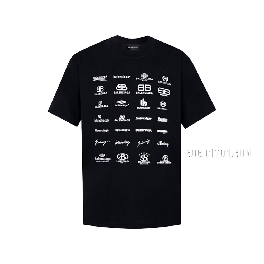 Balenciaga All Over Logo Printed Short Sleeve T-shirt