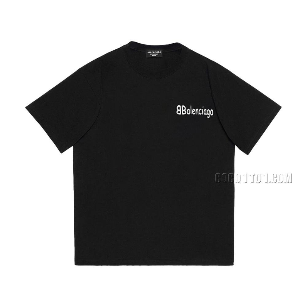 BALENCIAGA/Paris House 2024SS Series Front and Back Letter Printed Short Sleeve T-shirt