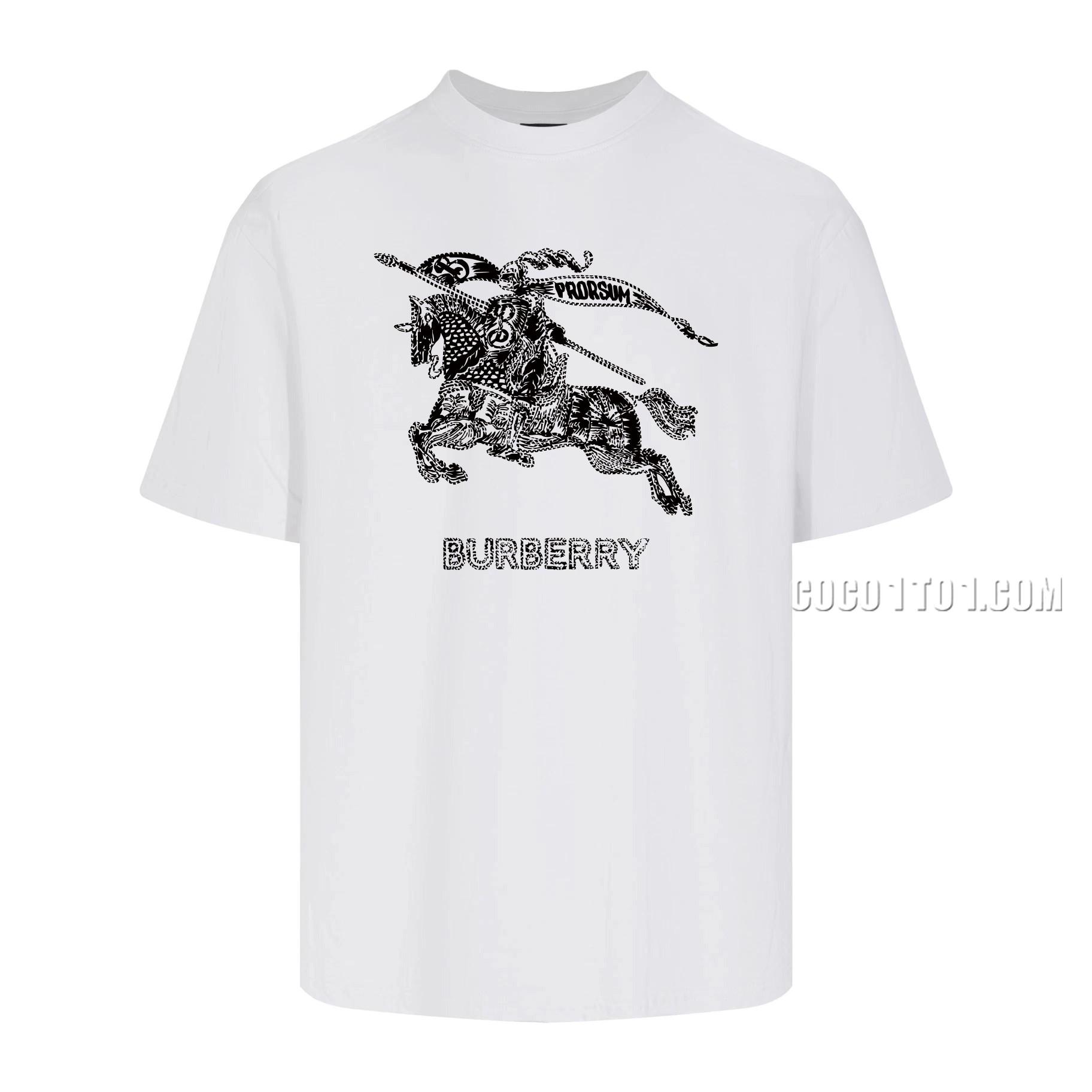 Burberry 24SS Louis Vuitton Master's Hand-Designed Trendy New Print Round-Neck Short-Sleeve T-Shirt