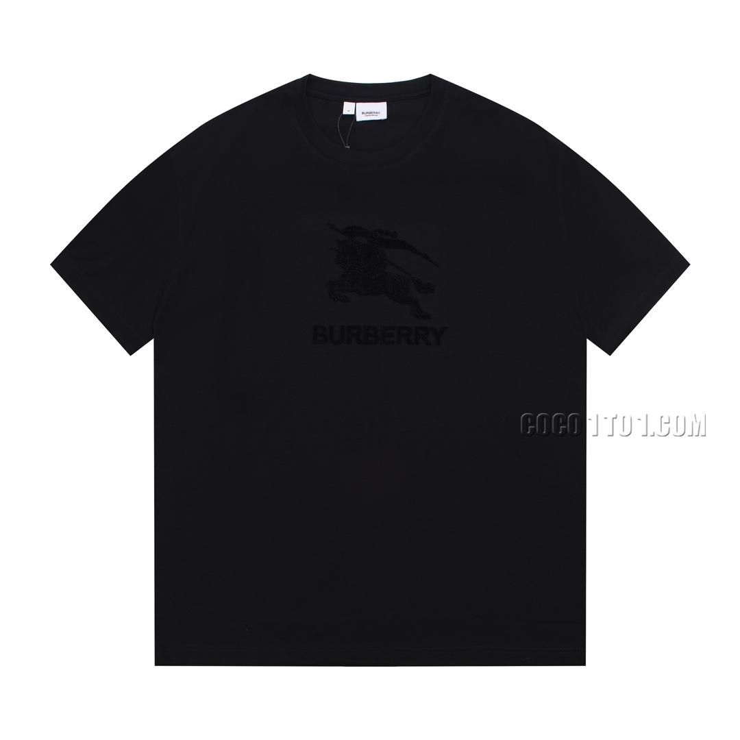 BURBERRY  Spring/Summer Equestrian Logo 3D Toothbrush Embroidery Cotton T-Shirt!