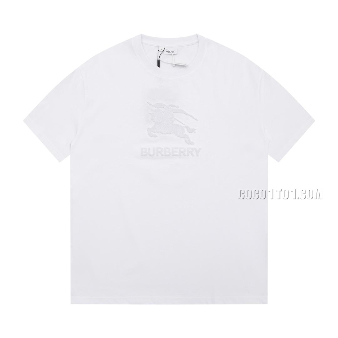 BURBERRY  Spring/Summer Equestrian Logo 3D Toothbrush Embroidery Cotton T-Shirt!