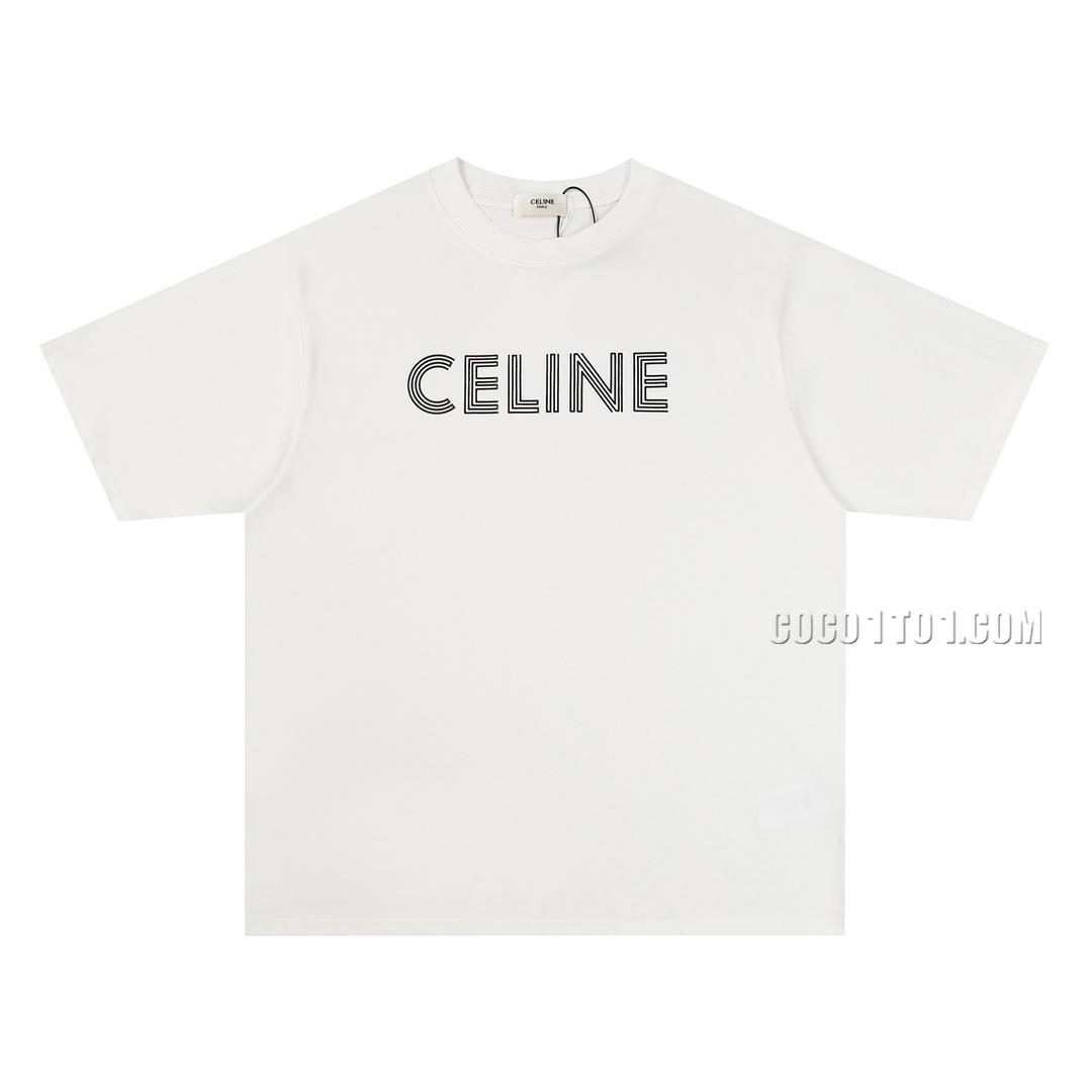 CELINE 24SS Spring/Summer New Letter Logo Printed Short-Sleeve T-Shirt