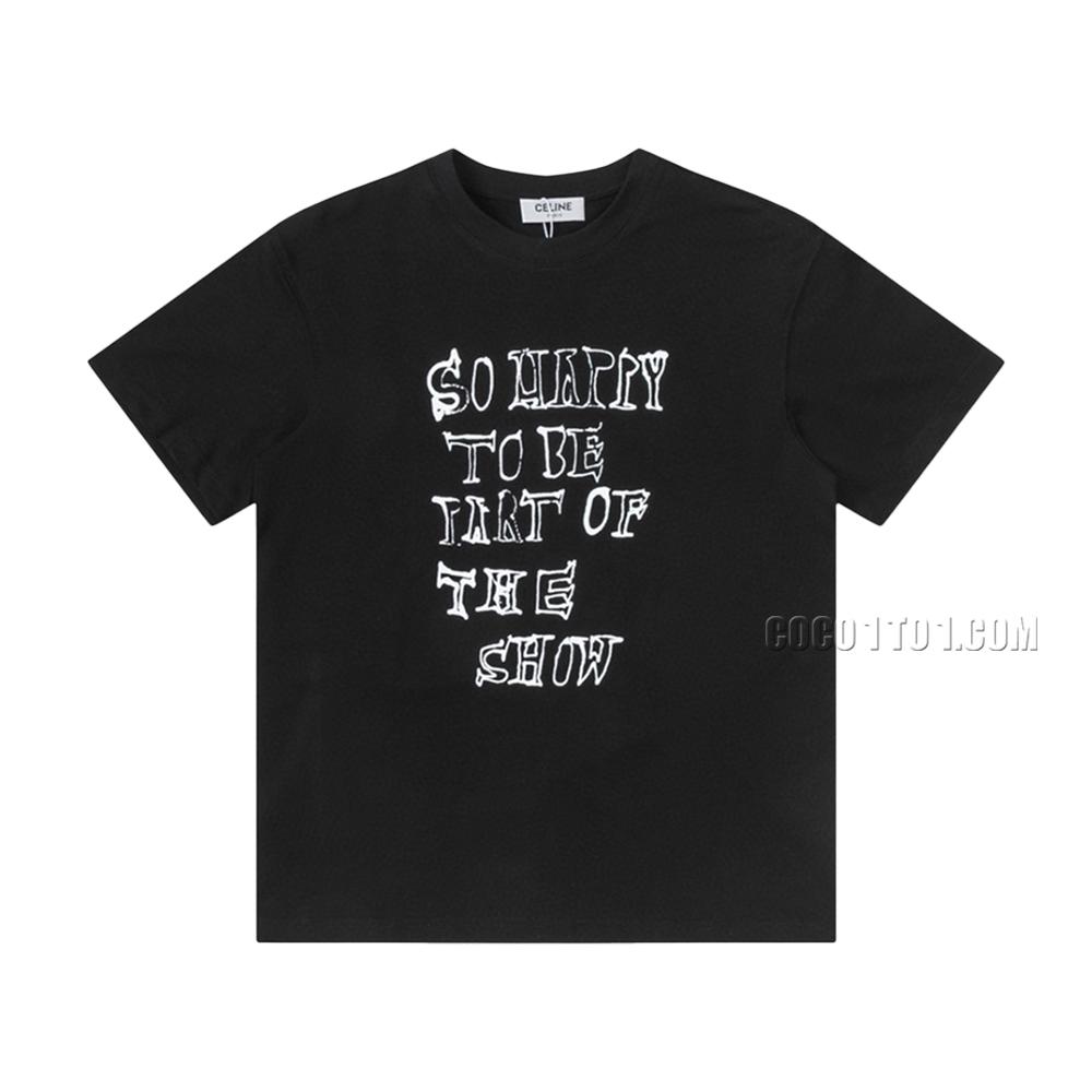 CELINE Letter Print Short Sleeve T-Shirt