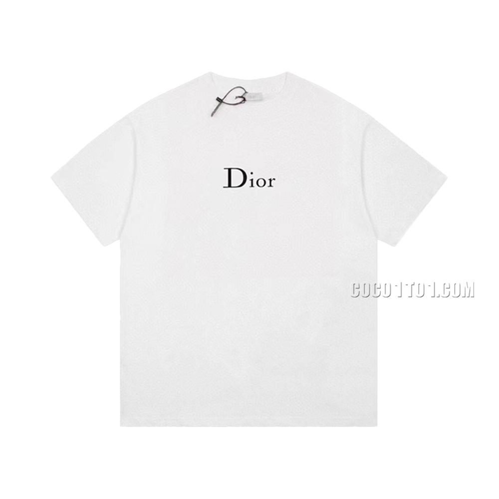 Dior Velvet Patch Silicone Flower Casual Short-Sleeve T-shirt