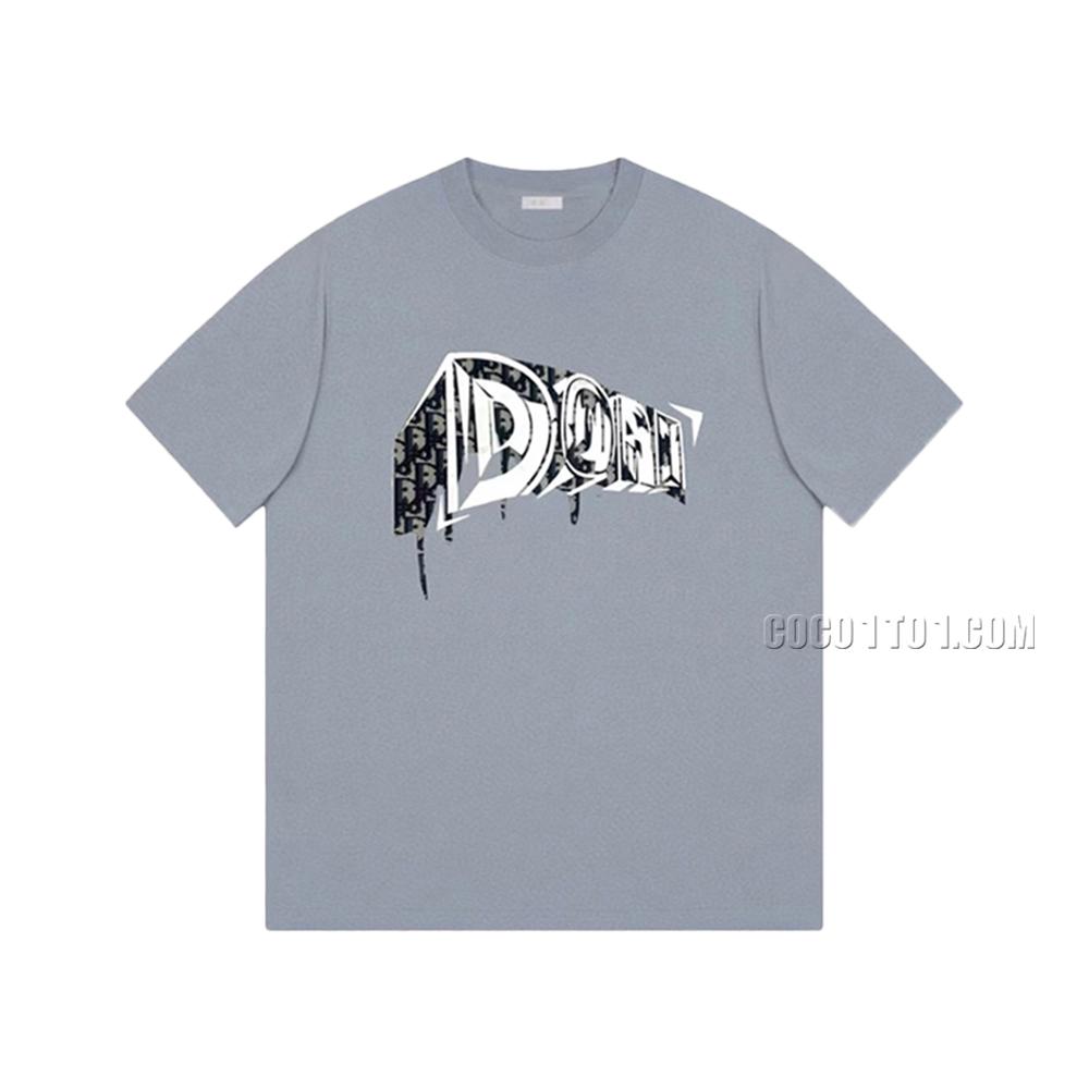 Dior Velvet Floral Deconstructed 3D Silicone Logo Casual Short-Sleeve T-shirt
