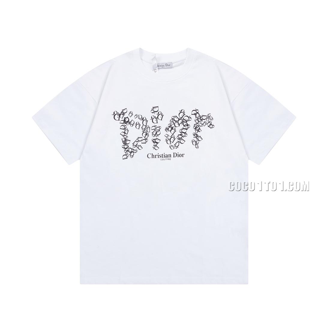 Dior 2024 New Digital Print Disordered Letter Logo Short-Sleeve T-shirt