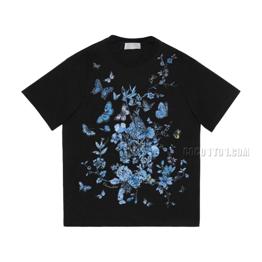 DIOR Limited Edition 2024SS Butterfly and Floral All-Over Printed Short-Sleeve T-shirt