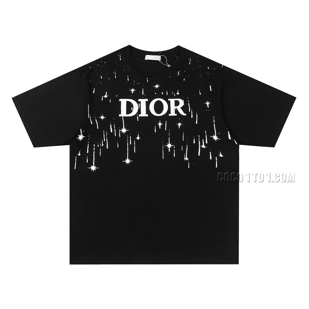 DIOR 24SS Spring/Summer New Shooting Star Printed and Embroidered Logo Short-Sleeve T-shirt
