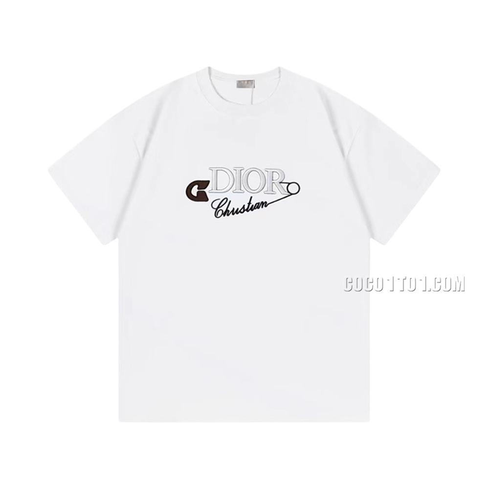 Dior 2024 New High-Density Embroidered Safety Pin Letter Logo Short-Sleeve T-shirt