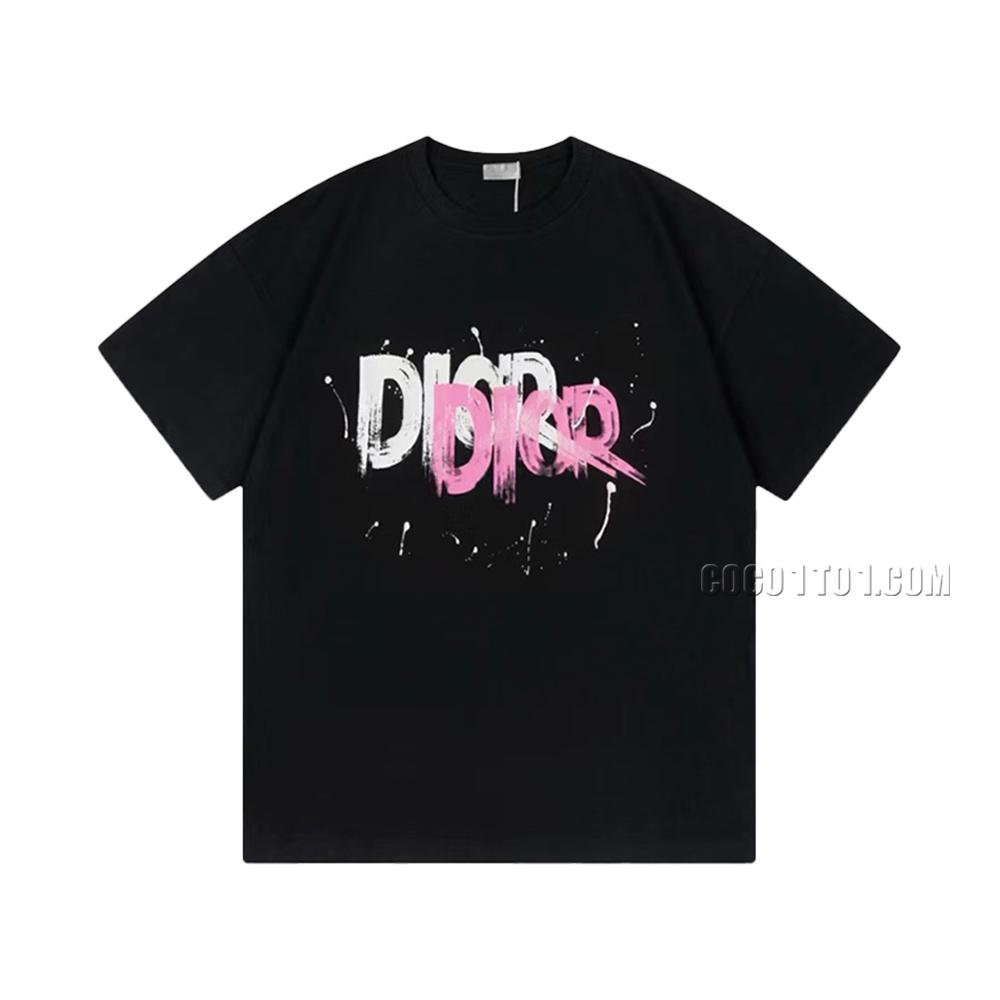 Dior 2024 New Hand-Painted Graffiti Letter Logo Short-Sleeve T-shirt