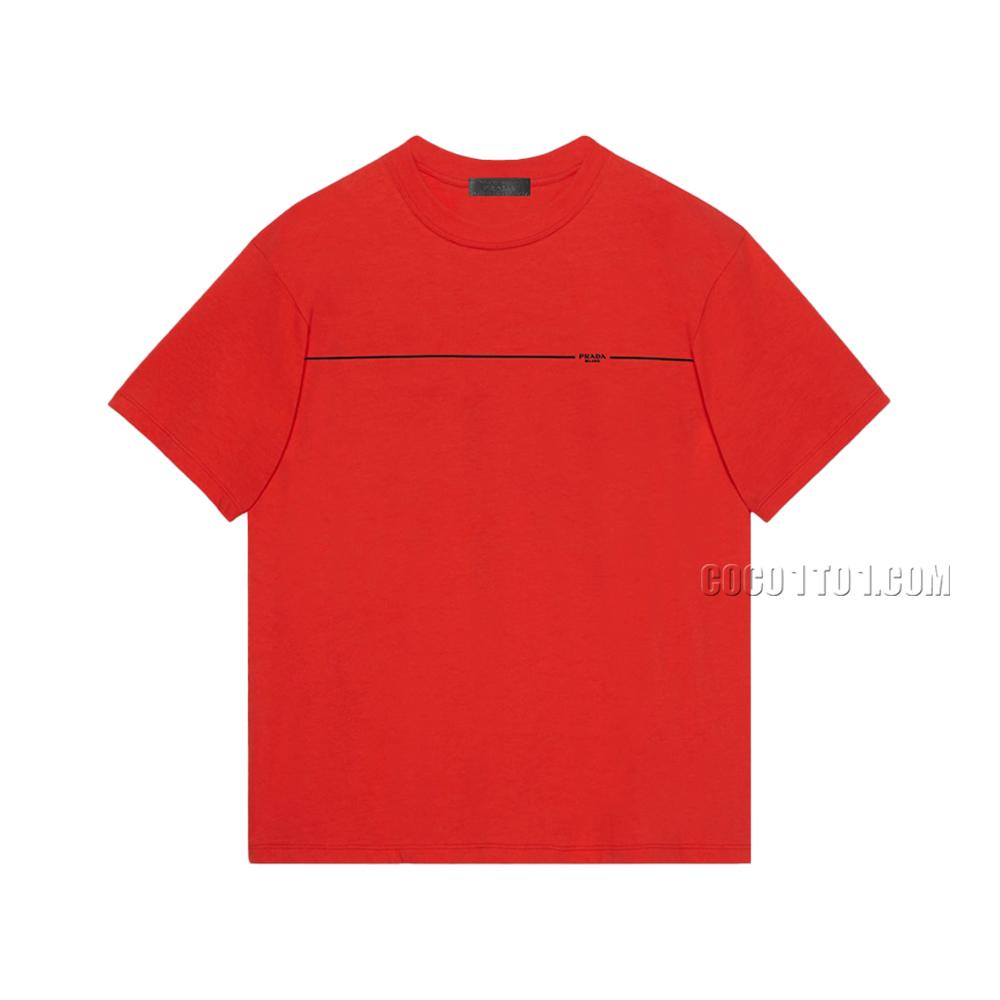 PRADA 2024 Spring/Summer: Intersecting Line Letter Printed Short Sleeve T-Shirt