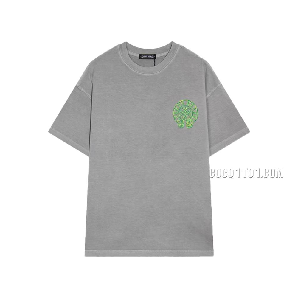 Chrome Hearts 2024 Spring/Summer New Graffiti Horseshoe Cross Print Washed Short-Sleeve T-shirt