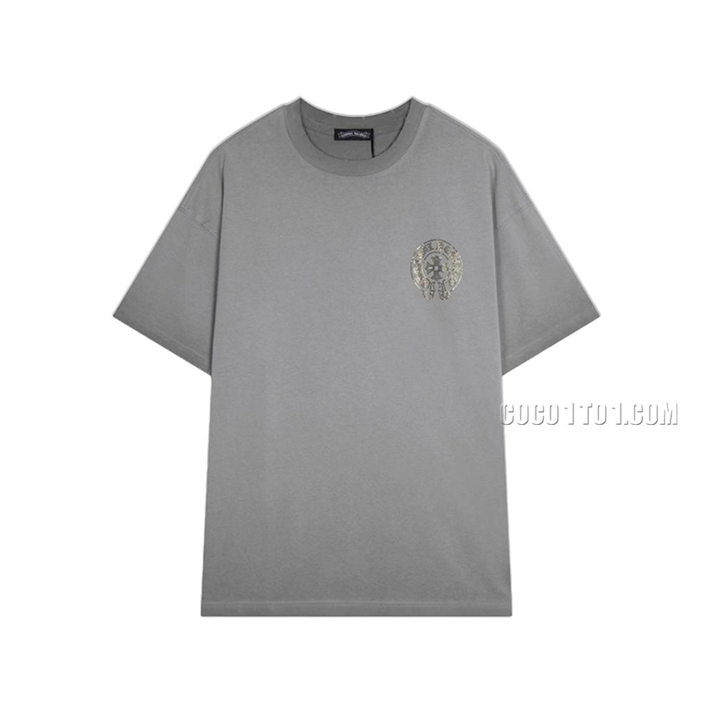 Chrome Hearts 2024 Spring/Summer New Horseshoe Cross Austrian Crystal Short-Sleeve T-shirt