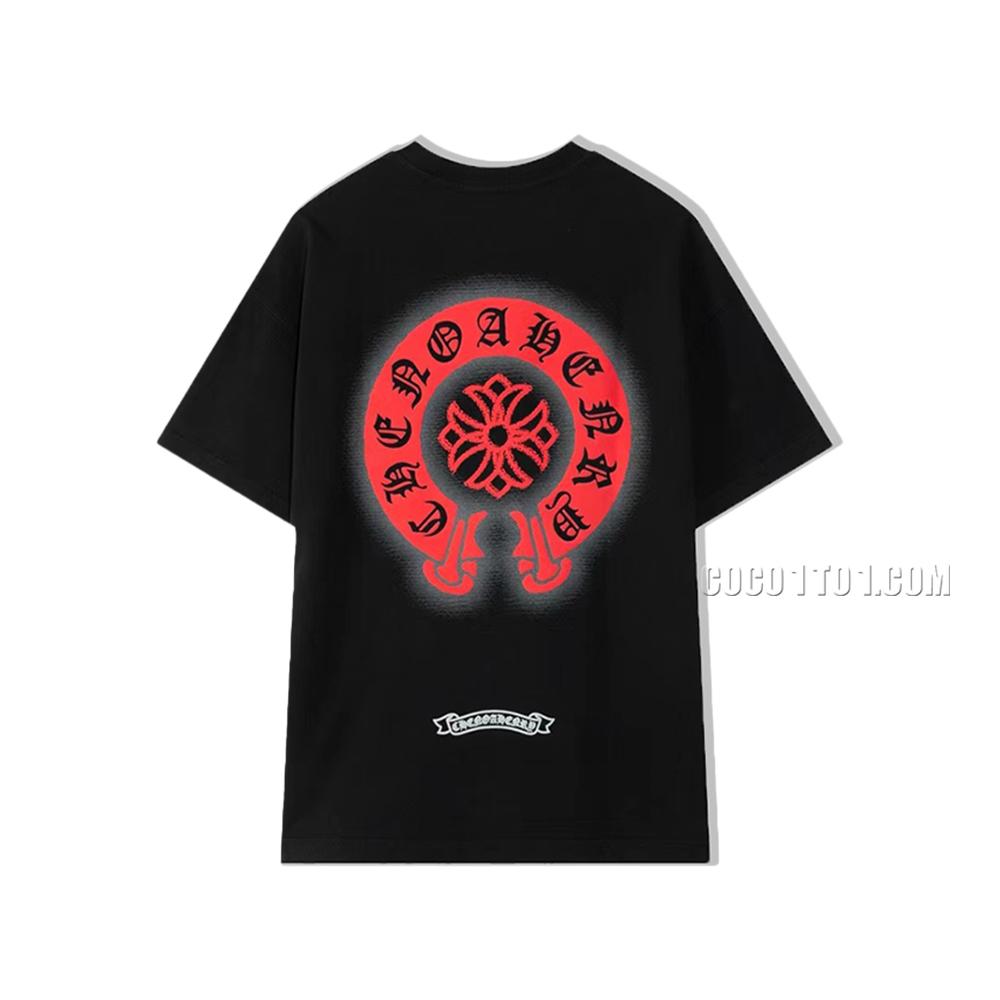 Chrome Hearts 2024 Spring/Summer New Horseshoe Cross Print Washed Short-Sleeve T-shirt